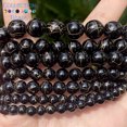 thumbnail image 4 of Cuentas de piedra natural de 6, 8, 10 y 12 mm, color negro y dorado, cuentas redondas de ágata para hacer joyas, pulseras y collares hechos a mano, 15'', 4 of 5