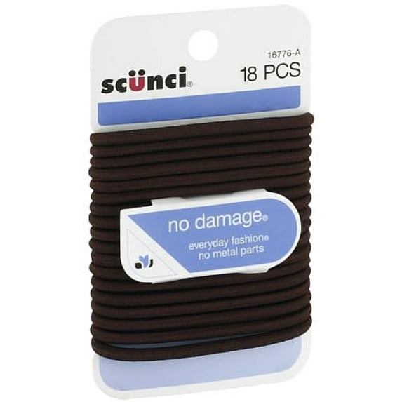 Scunci No Damage Elastics, Brown 18 ea (Pack of 4)