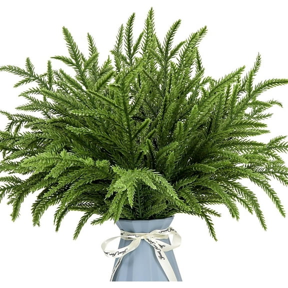 24 Pcs Artificial Norfolk Pine Stems & Branches - Duslogis 14.9" Realistic Christmas Greenery Stems for DIY Wreaths, Tree Decor & Holiday Crafts