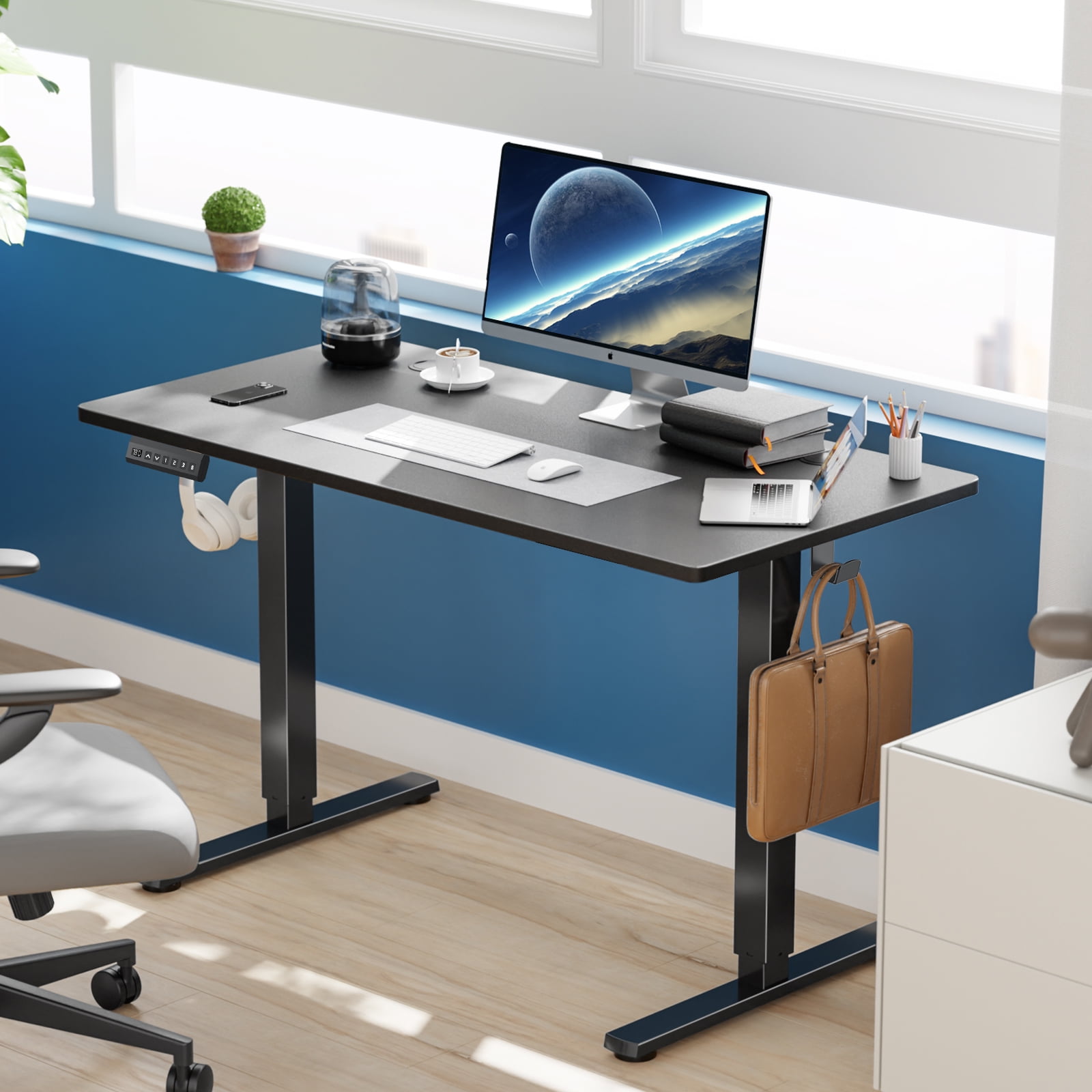 edx Electric Standing Desk, Height Adjustable Desk, 63 x 24 Inches Ergonomic Stand up Desk with Memory Preset for Home Office, Black