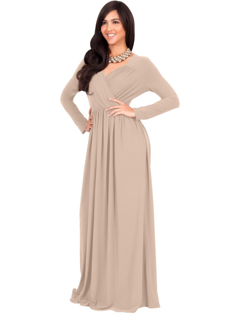 brown long dress tall sleeve Women's Style Essence Long Sleeve Midi Dress in Brown main image 0