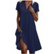 thumbnail image 1 of Vestido Corto de Manga Larga para Mujeres Color Sólido Cuello en V Suelto Cómodo, Vestido de Moda de Malla para Fiesta Y Ocasional, 1 of 9