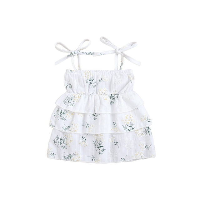xiaxaixu Robe Nuisette pour Bébé, Jupe à Bretelles Spaghetti à Lacets Floraux à Couches