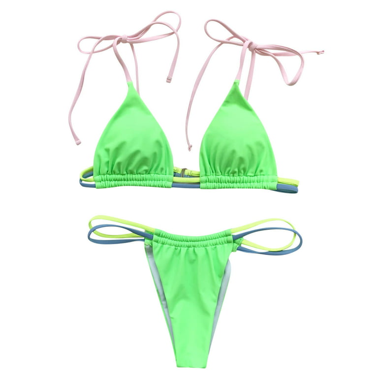 Women's Two Piece Strappy Triangle Bikini Sets Sexy Brazilian Swimsuits  High Cut String Bathing Suits for Women Summer 