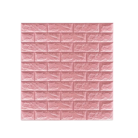 Foam 3D Brick Textured Self - Adhesive Wallpaper, Pink Waterproof Insulated Peel & Stick Wall Covering, for Bedroom Living Room Accent Wall Decoration