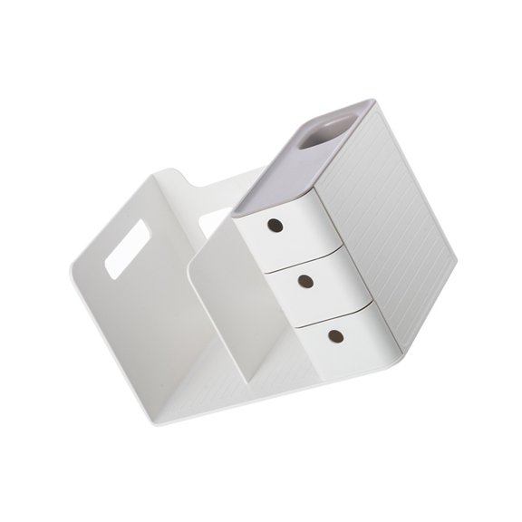Injueey Caja de almacenamiento de libros, sujetalibros, cajones, organizador de múltiples rejillas de plástico comercial para el hogar, Carpetas de archivos Gris
