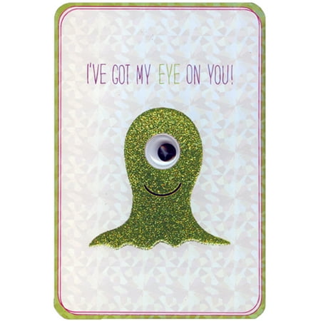 Pictura Green Monster with Googly Eye Juvenile Valentine's Day Card for Kid / Child
