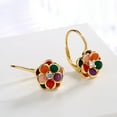 thumbnail image 3 of 14K Gold Plated and Floral Leverback Earrings with crystals from Swarovski, 3 of 8