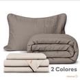 thumbnail image 3 of Dreamlab Edredón Individual Ligero y Juego de Sábanas con Fundas de Almohada Decorativas (5 piezas). Set de Colcha Ligera y Sábanas para Cualquier Temporada. Hipoalergénico. Moneda, Arena / Beige, 3 of 5