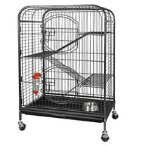 SAEWUD 36" Small Animal Cage with Pull-Out Tray and Dual Doors, Portable Indoor Habitat for Ferrets, Rats, Guinea Pigs, Rabbits, and Other Small Pets