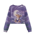 thumbnail image 5 of COEQINE Girls Crop Top Sweatshirt Long Sleeve Crewneck Fall Winter Pullover Cute Casual Loose Fit Streetwear Clothes for Teen Kids Age 5-6, Highland Cow Moon Lavender, 5 of 7