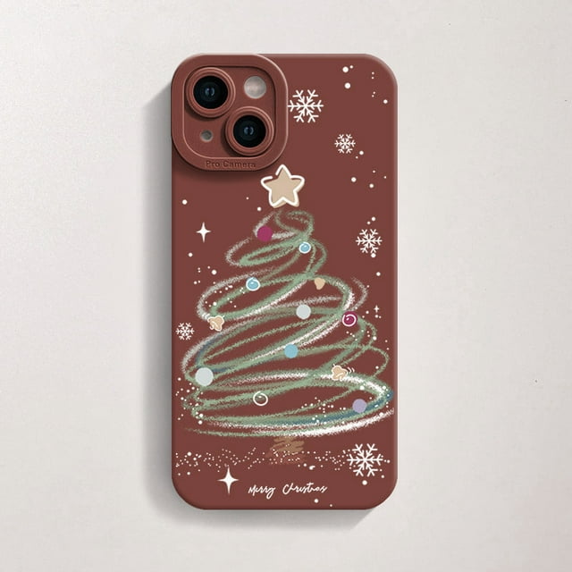 PANDACO Étui Arbre de Noël Marron pour iPhone 15
