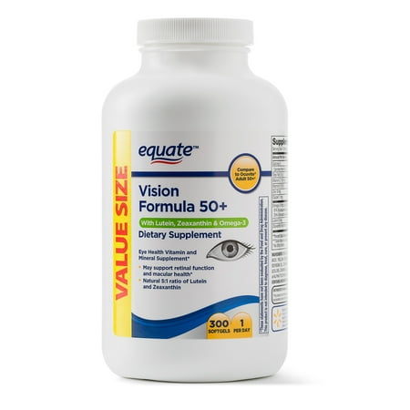 - Equate Vision Formula 50+ Dietary Supplement Softgels, 300 Count