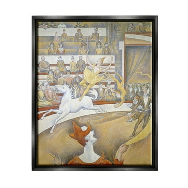Stupell Industries The Circus Classic Painting George Seurat Performance Portrait Painting Jet Black Floating Framed Canvas Print Wall Art, Design by one1000paintings