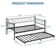 thumbnail image 3 of Twin Metal Daybed with Trundle - Space-Saving Sofa Bed, Black Color for Living Room or Bedroom, 3 of 9