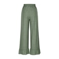 thumbnail image 4 of cocolona Womens Wide Leg Pants Elastic High Waist Ruffle Flowy Pants Baggy Sweatpants Solid Color Lounge Trousers with Pockets, 4 of 7