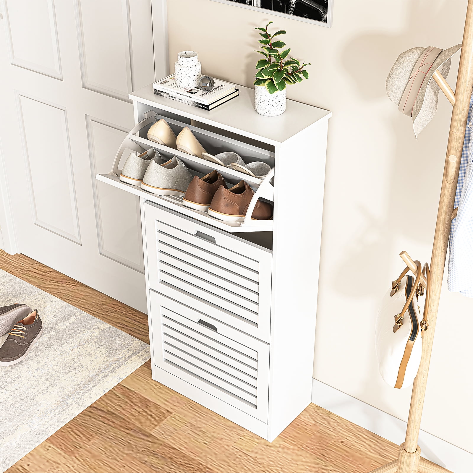 22.4 Shoe Storage Cabinet with 3 Flip Drawers Wood/ Grey by Kerrogee - On  Sale - Bed Bath & Beyond - 35523736