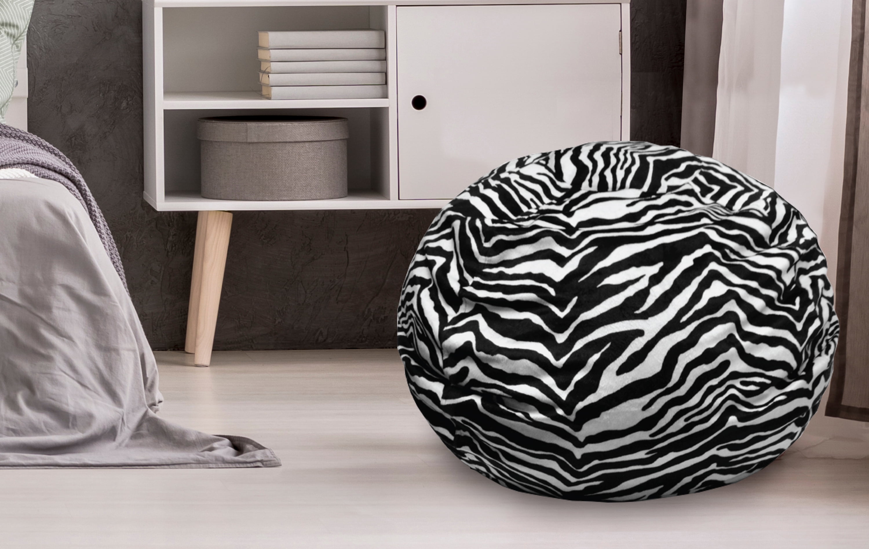 Urban Shop Micro Mink Faux Fur Zebra Bean Bag, 1 Each
