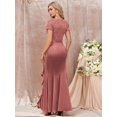 thumbnail image 2 of Dusty Pink Sequin Lace Ruffle Mermaid Evening Maxi Dress, 2 of 30