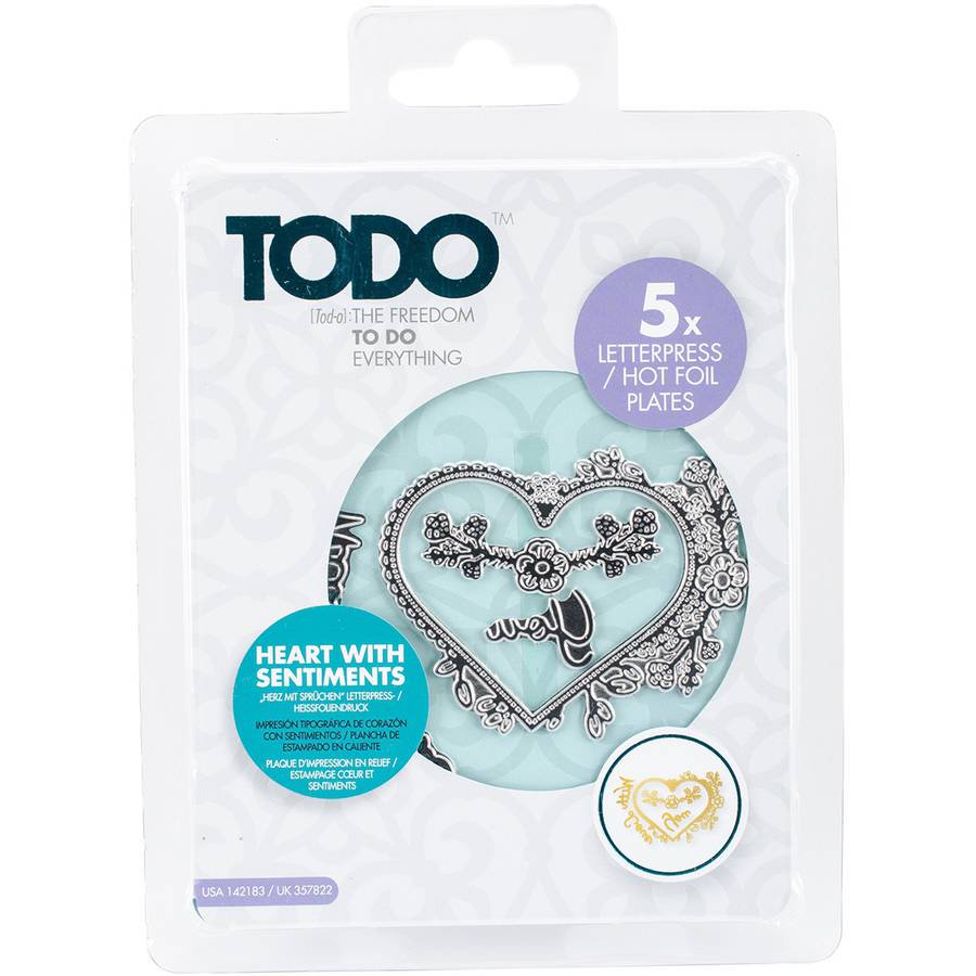 Todo Letterpress and Hot Foil Plate, Heart with Sentiments and Frame