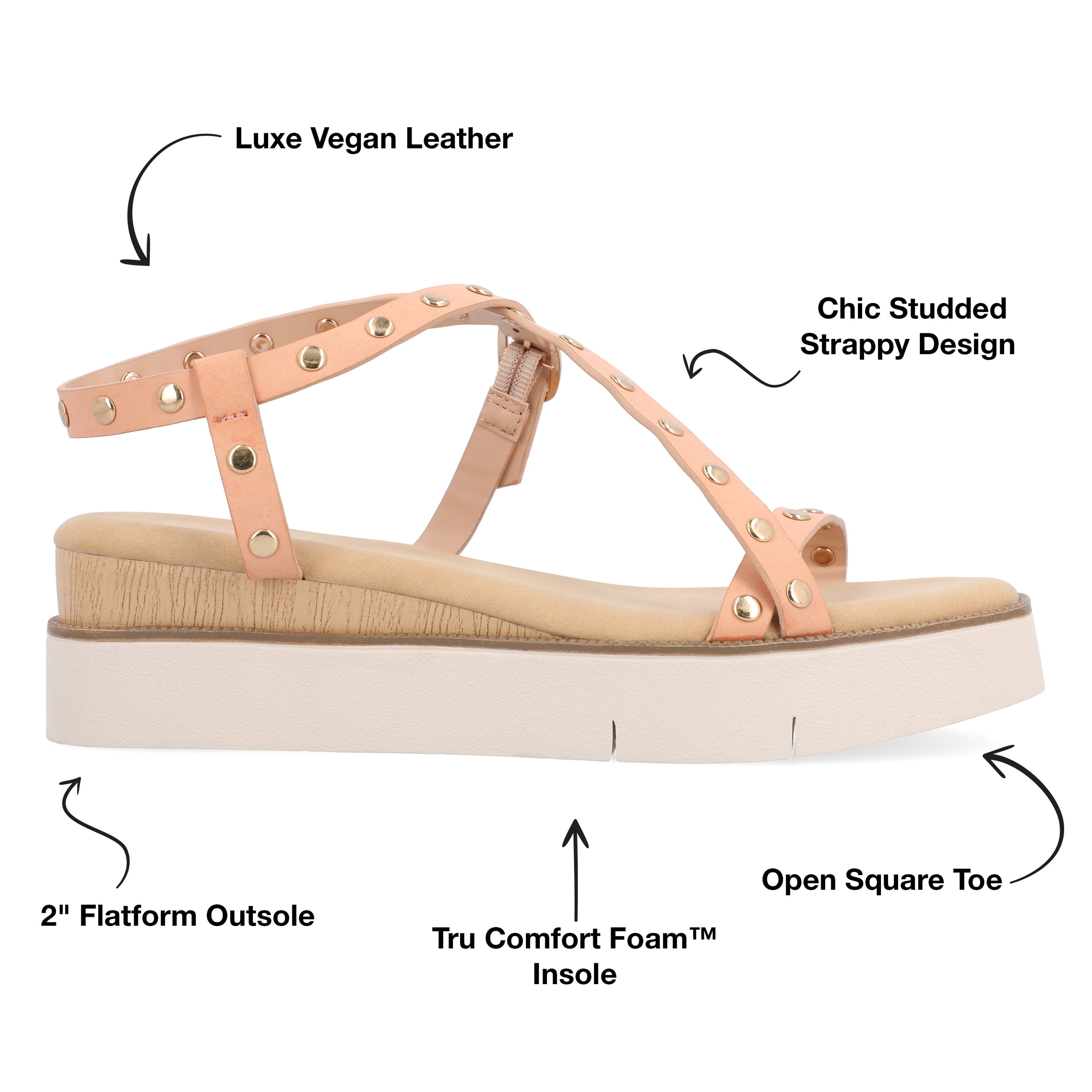 Journee Womens Lindsay Buckle Platform Sandals