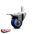 thumbnail image 2 of 3 Inch Blue Poly Wheel Swivel 7/16 Inch Stem Caster with Total Lock Brake, 2 of 2