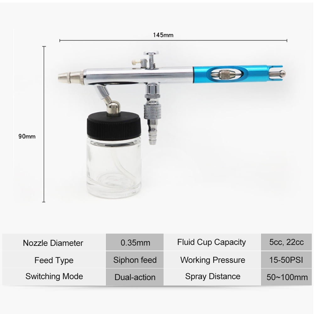 Airbrush Kit,Art Craft Nail Kit Set Spray Tattoo Cake Type Cake Type 1 Airbrush Kit With 5cc 22cc Tattoo 22cc Fluid Cup 0.35mm Feed Airbrush 5cc 22cc Fluid Set Spray With Hxber