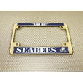 thumbnail image 4 of [Officially Licensed Product] - Motorcycle Domed Custom-Made Personalized Metal License Plate Frame Frame with U.S. Navy Seabees Naval Construction Battalions Design - Gold, 4 of 7