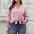 thumbnail image 6 of Women Blouses Button Down Shirts Dressy Business Casual 3/4 Length Sleeve Tops Summer Fall Fashion Clothing,2XL, 6 of 7