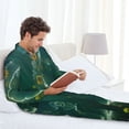 thumbnail image 6 of Naloa Jelly Fish Men’s Pajamas Set - Long Sleeve Button Down Sleep Shirt and Pajama Bottoms Sleepwear Set-Small, 6 of 7