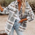 thumbnail image 2 of Usmixi 2023 Plaid Jacket for Women Woolen Jacket for Women Loose Button Down Pocket Hooded Shacket Outerwear Long Sleeve Casual Flannel Shirts Coat Winter Plaid Jacket, 2 of 5