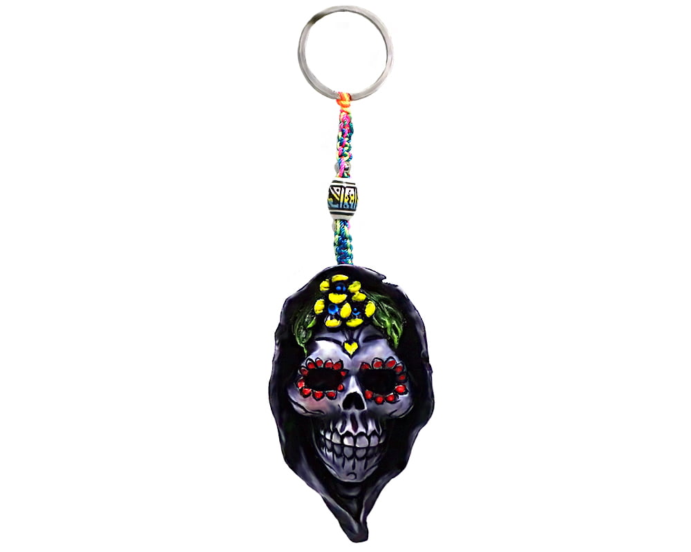 1 Skull Head Keychain Ring 3D Skeleton Day of Death Sugar Skulls Motorcycle 