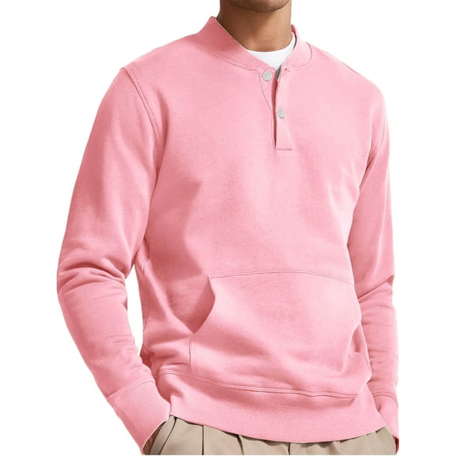Blusas y camisas de manga larga con cuello en V para hombre, sudadera informal de color liso con bolsillos y botones, camisetas de poliéster de manga larga con cuello en V para hombre