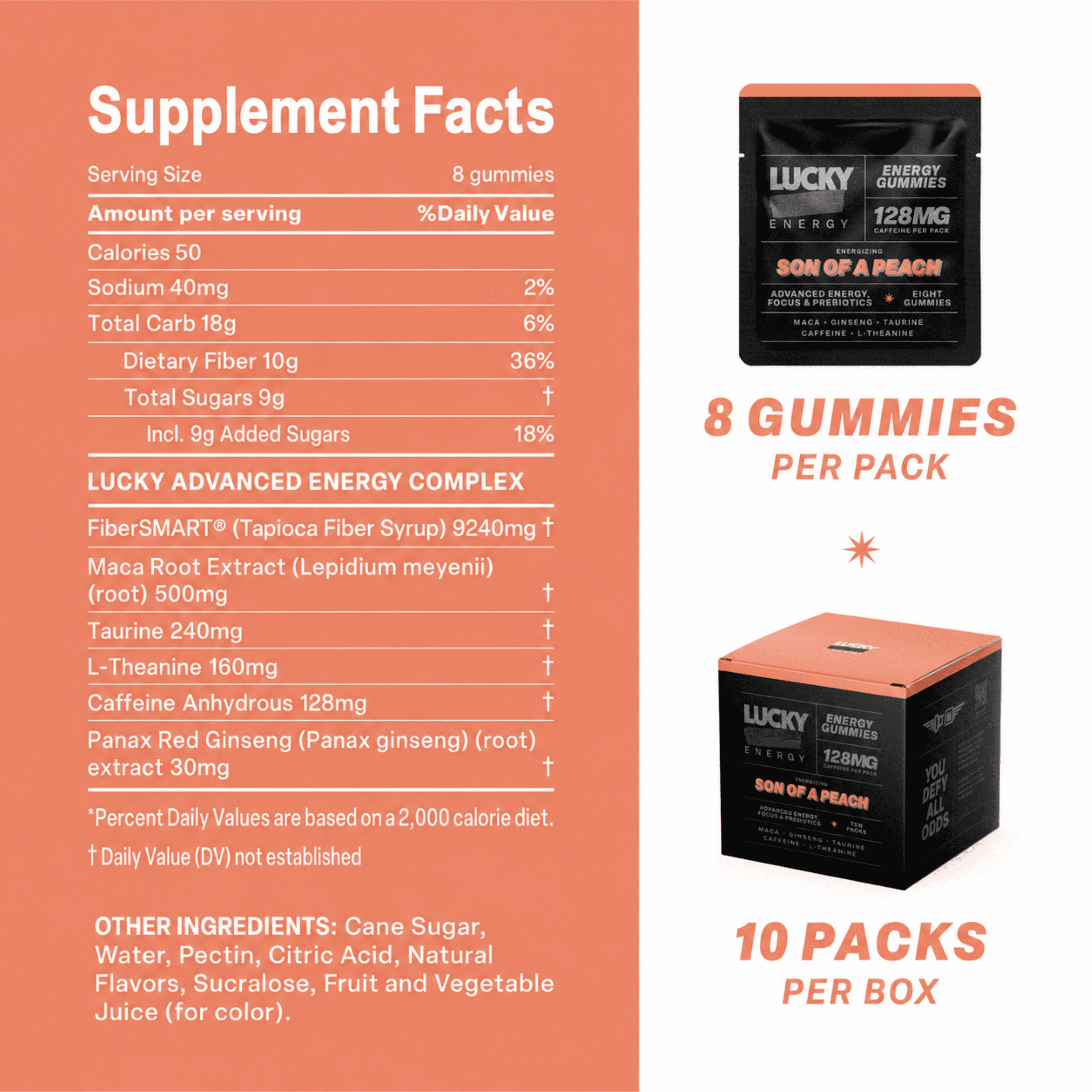 Lucky Energy Son of a Peach 10 Pack Gummies