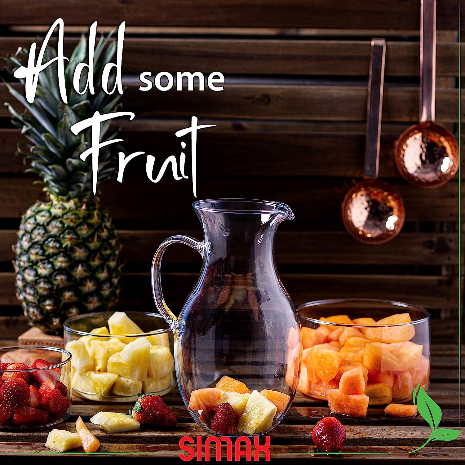Simax Small Glass Pitcher with Spout Drink Pitcher for Sangria, Juice & Beverages, 1 Quart