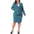 thumbnail image 1 of Conjunto de traje de negocios de 2 piezas para mujer de tallas grandes Agnes Orinda, con blazer de solapa muesca y falda lápiz midi con bolsillos, talla 3X, azul lago, 1 of 6