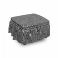 thumbnail image 1 of Black and White Ottoman Cover, Star Rhombuses, 2 Piece Slipcover Set with Ruffle Skirt for Square Round Cube Footstool Decorative Home Accent, Standard Size, Black and White, by Ambesonne, 1 of 1