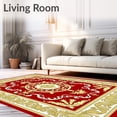 thumbnail image 2 of ODIKA 2'x3' Machine Washable Non-Slip Area Rug, Damask Floral Scroll Design with Ornate Botanical High Traffic Rug with Pad, Red, 526852, 2 of 8