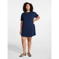 thumbnail image 2 of Time and Tru Women's Cotton T-Shirt Dress with Short Sleeves, Sizes XS-XXXL, 2 of 6