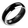 thumbnail image 2 of Wedding Rings Womens / Unisex 6mm Black Domed Titanium Band w/ Silver Edges, 2 of 4