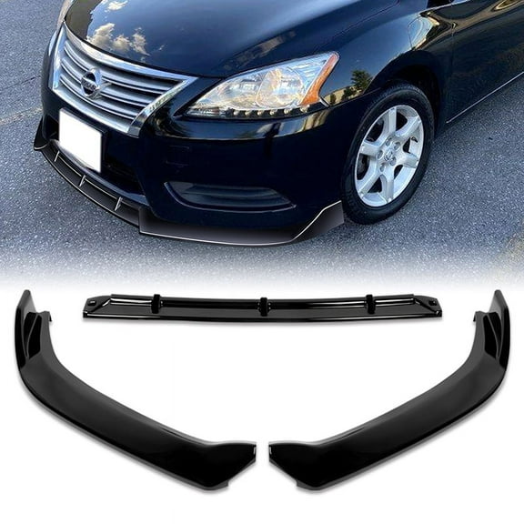 Stay Tuned Performance Front Body Kit Bumper Lip for 2013-2015 Nissan Sentra, Black, 3 Piece