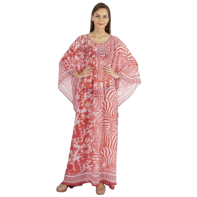 Moomaya Maillot de Bain Aguichant pour Femmes, Kaftan Kimono à Manches, Tenue de Plage Transparente