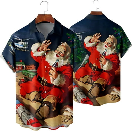 

MLFU Men s Santa Claus Party Tropical Ugly Hawaiian Christmas Shirts