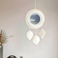 thumbnail image 3 of Boho Espejo Redondo de Madera Borla Decorativa Decoración Macrame Fringe Colgando Espejo de Pared para Bebé Guardería Sala de Estar Entradas 48cm Blanco perfecl Espejo de pared de macramé, 3 of 8