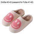 thumbnail image 2 of Pantuflas con cara sonriente fpr para mujer, pantuflas con cara feliz, pantuflas retro de felpa suave y cálidas, pantuflas acogedoras para interiores y exteriores con espuma viscoelástica, 2 of 5
