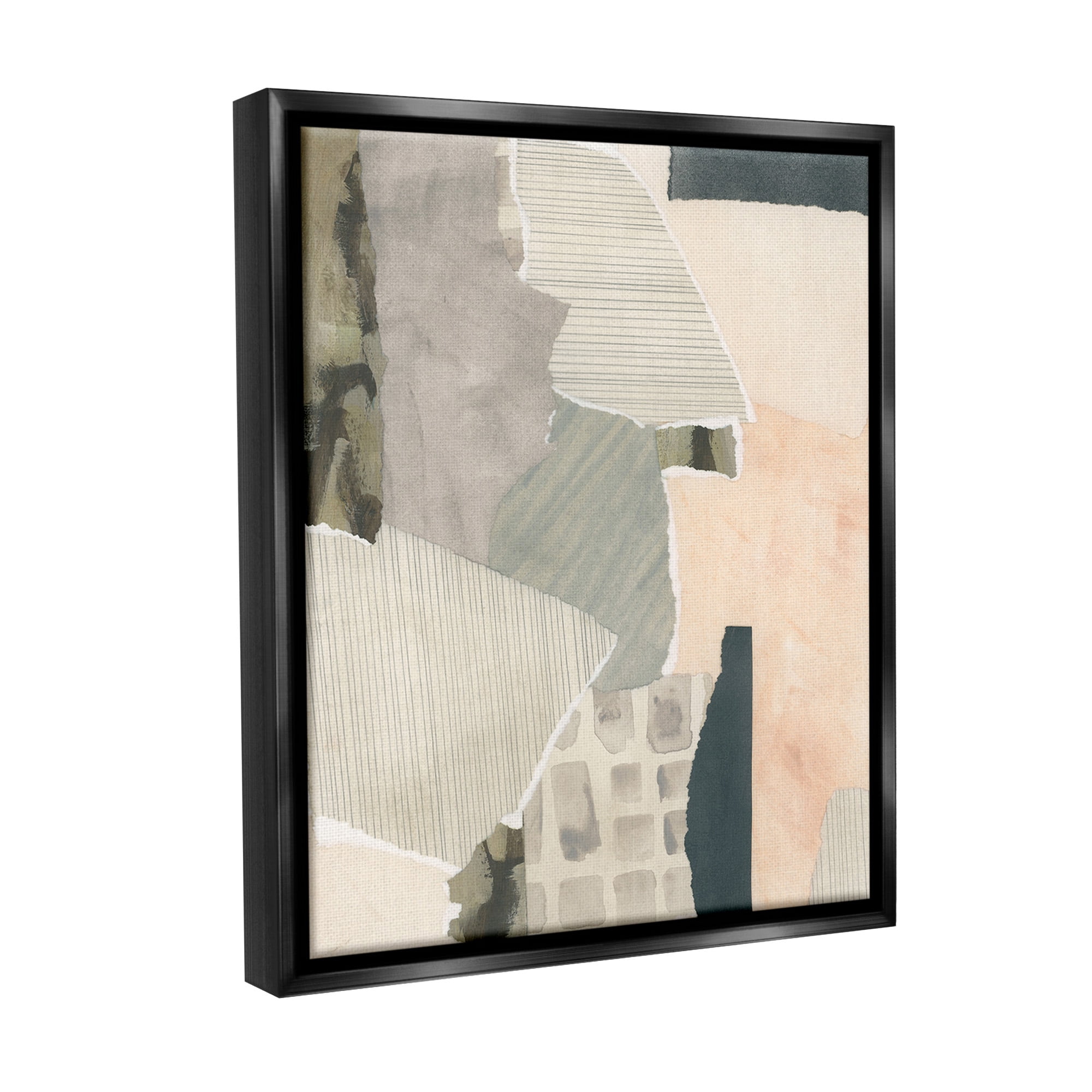 Stupell Industries Asymmetric Neutral Patterns Abstract Painting Black Floater Framed Canvas Art Print Wall Art, 17 x 21