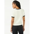 thumbnail image 3 of Free Assembly Women's Contrast Trim Sweater Tee with Short Sleeves, Midweight, 3 of 6