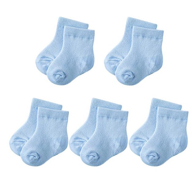 5 Pairs Sets 0-6M Baby Cute Blue Socks6M Gong Bohan LED