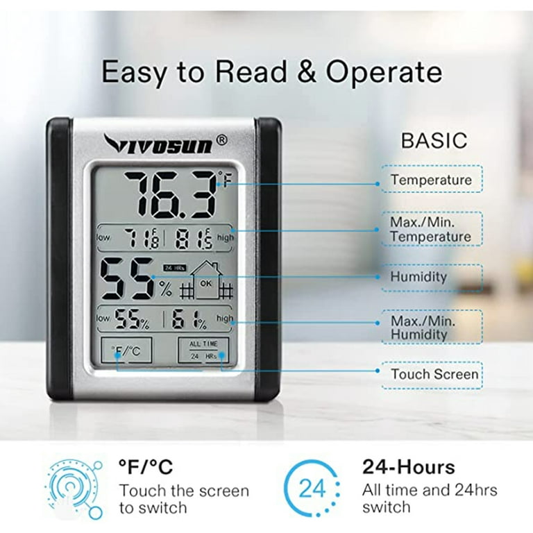 VIVOSUN Digital Thermometer Grow Tent Hygrometer, Indoor Outdoor