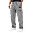 thumbnail image 2 of Dwellite Men's Corduroy Pants Wide Leg Baggy Cargo Sweatpants Loose Fit Casual Trousers with Multi Pocket Gray M, 2 of 5